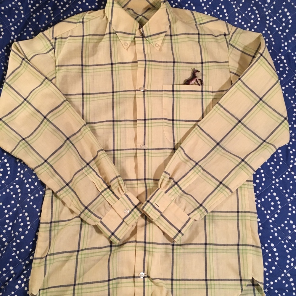 vintage green and navy plaid blouse